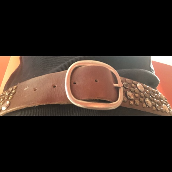 Brown Leather Belt with Stud-like Detailing - Picture 2 of 8
